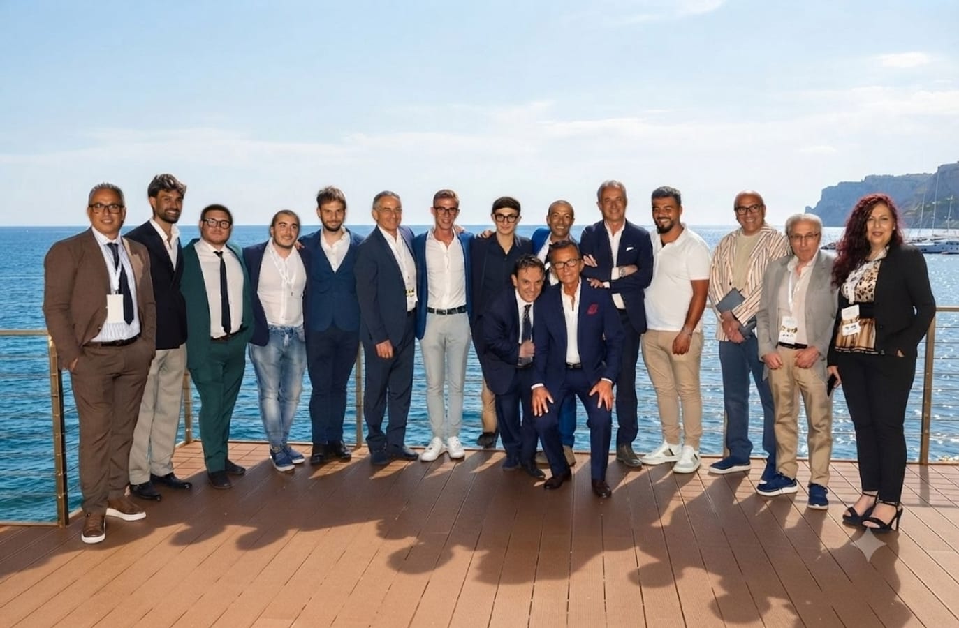 Il gruppo della Santo Torrisi Srl riunito su una terrazza affacciata sul mare